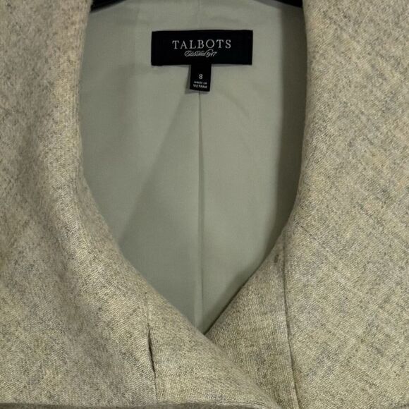 Talbots Double Breasted Blazer Jacket Size 8 100% Wool Yellow Green Boxy Crop - Picture 7 of 14